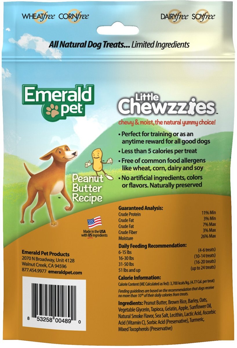 Emerald Pet Little Chewzzies Recipe Peanut Butter Chicken-Free Dog Treats