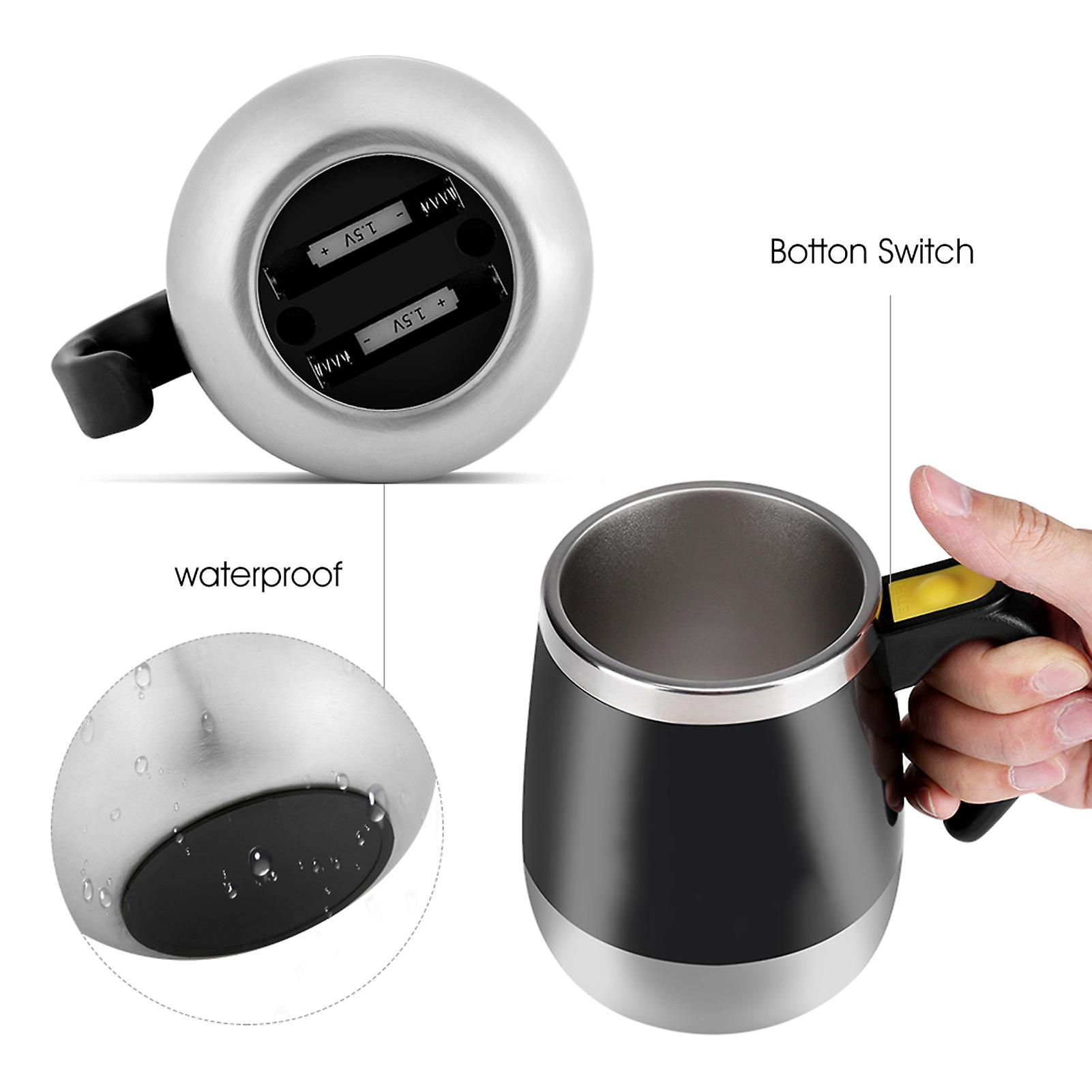 Electric Stainless Steel Self Mixing Cup Magnetic Stirring Coffee Mug Black