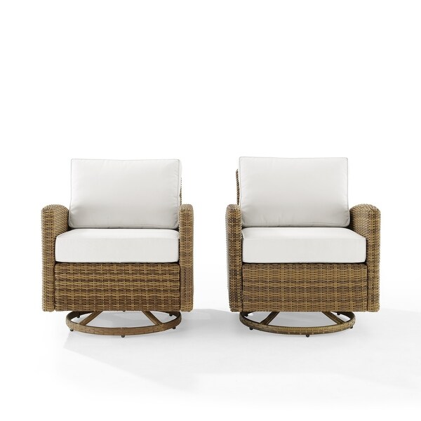 Crosley Bradenton 2Pc Outdoor Wicker Swivel Rocker Chair Set