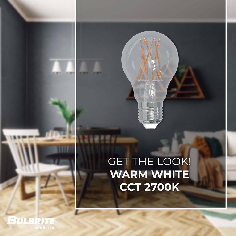 Bulbrite 75-Watt Equivalent A19 Clear Dimmable Edison LED Light Bulb Warm White (2-Pack) 861578