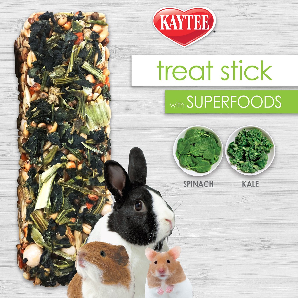 Kaytee Treat Stick with Superfoods Spinach and Kale Flavor Small Animal Treats， 5.5-oz bag