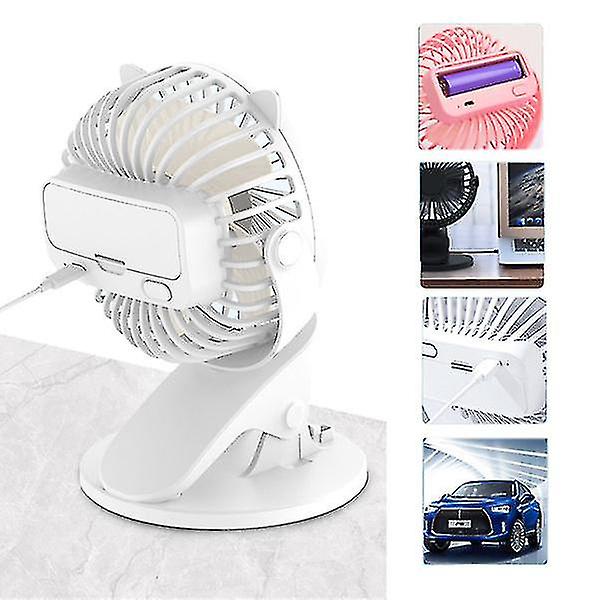 Portable Usb Rechargeable Fan Mini Desktop Clip Fan 360 Degree 3-speed Silent With Strong Wind Rotating Quiet For Home Bedroom