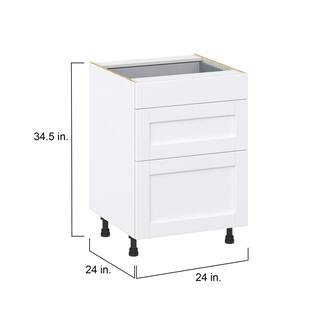 J COLLECTION Mancos Glacier White Shaker Assembled Base Kitchen Cabinet with 3 Drawers (24 in. W x 34.5 in. H x 24 in. D) DSB3D24-MN