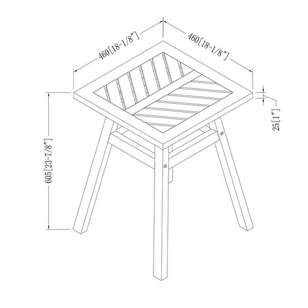 Wood Outdoor Patio End Table with Chevron Design， Brown