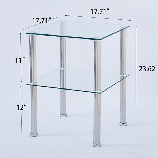 JASIWAY Modern Glass Two Layer Side Table