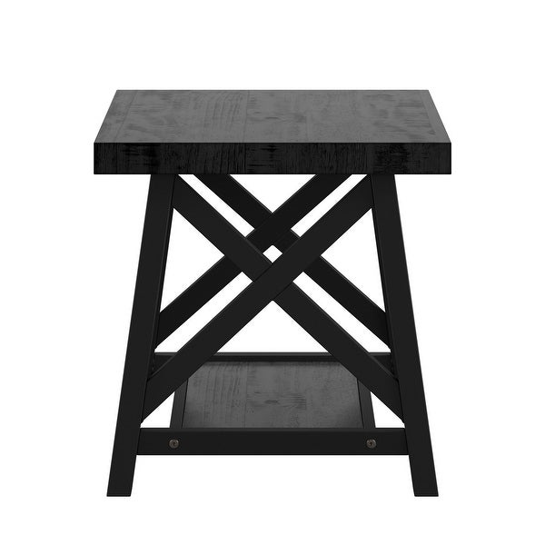 Bryson Rustic X-Base End Table with Shelf by iNSPIRE Q Classic