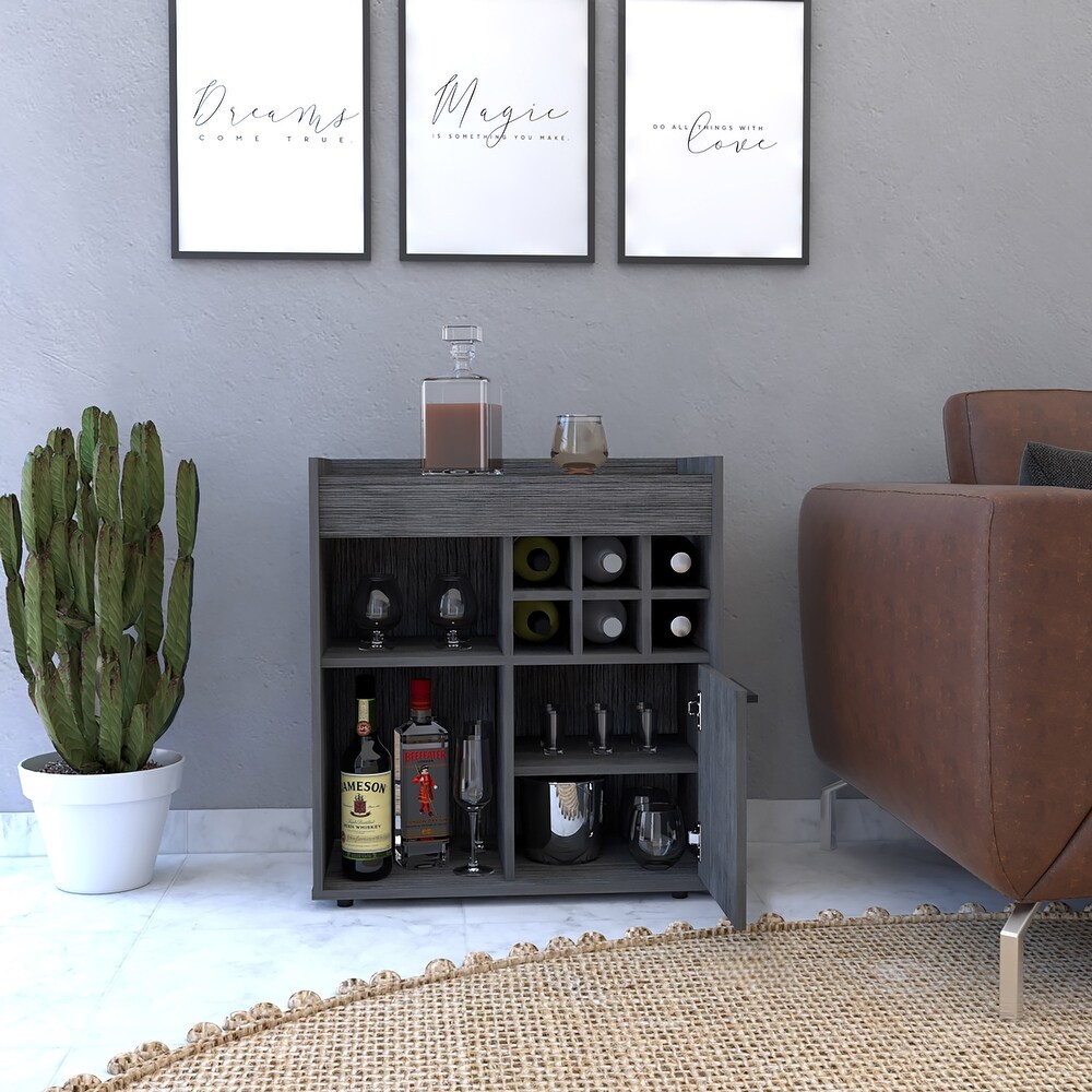 Bar Cabinet With Two Concealed Shelves And Six Wine Cubbies