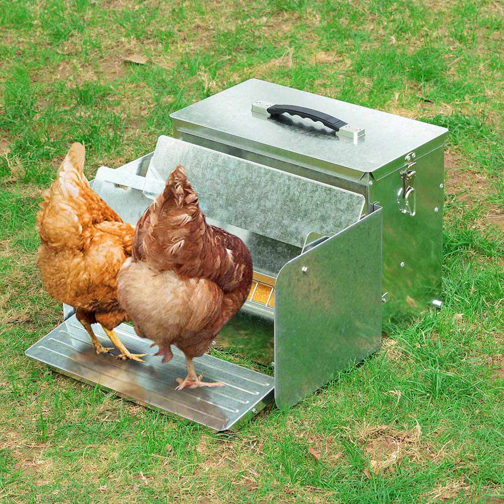 Yescom 12L Automatic Chicken Feeder w/Lock Weatherproof Steel Poultry Farm 26lbs for 6-12 Chicken