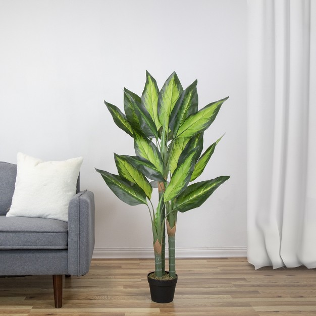 Artificial Wide Leaf Green Dieffenbachia Potted Plant