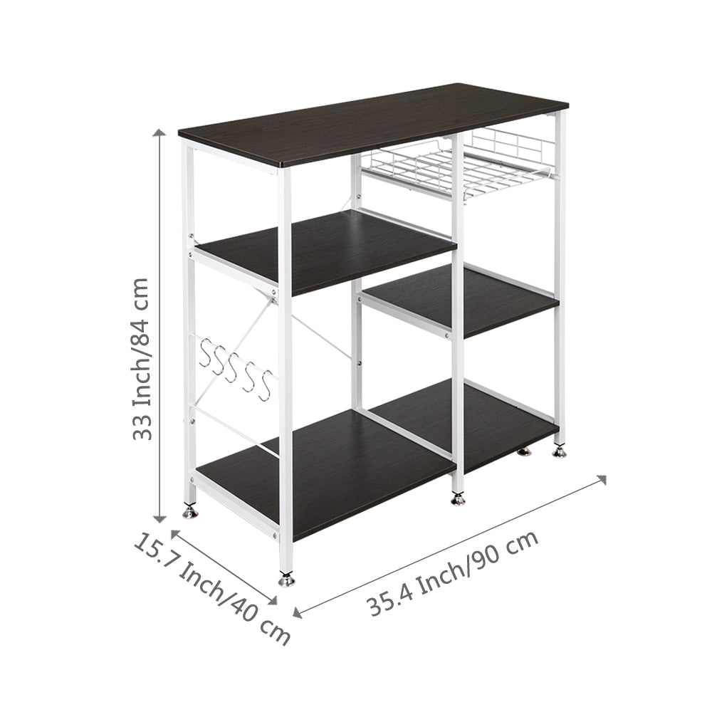 Modern Simple Fashion 3-Tier Kitchen Baker's Rack Utility Storage Shelf Microwave Stand Dark Brown