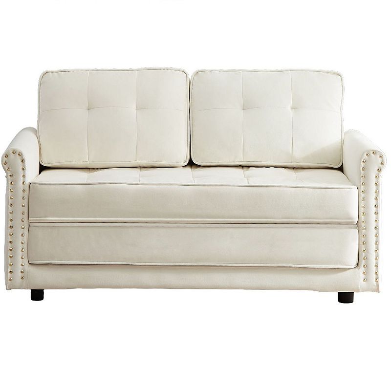 F.c Design Velvet Sofa With Armrest