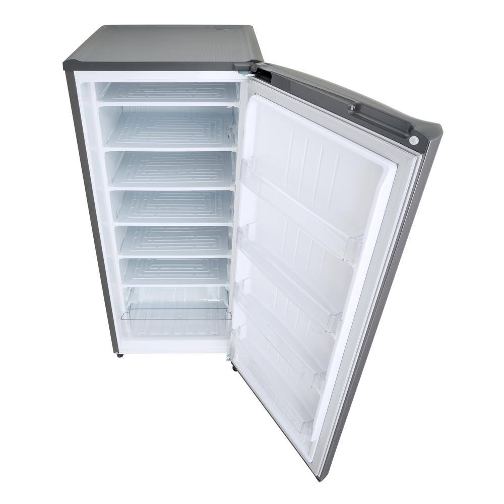 LG 20 in. W. 6 cu. ft. Single Door Upright Freezer with Direct Cooling in Platinum Silver LROFC0605V