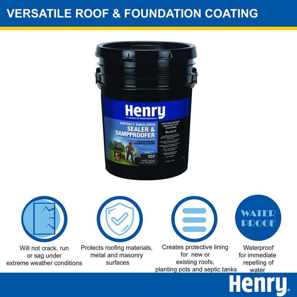 Henry 107 Asphalt Emulsion Sealer and Damp proofer Roof Coating 4.75 gal. HE107571