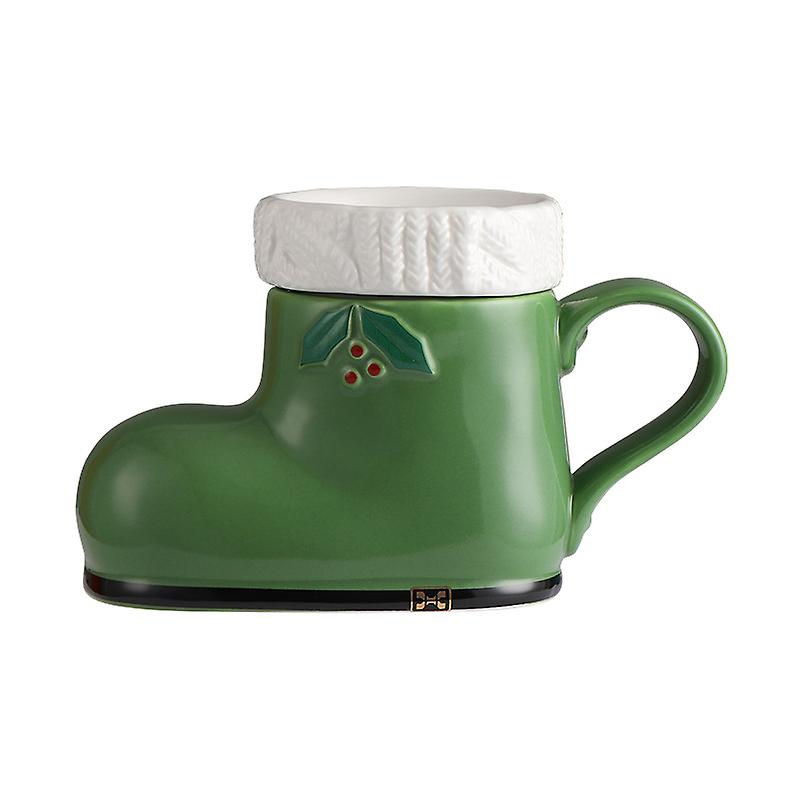 3d Christmas Boots Mug Stockings Shaped Coffee Tea Cup Unique Gifts 14 Oz (green)