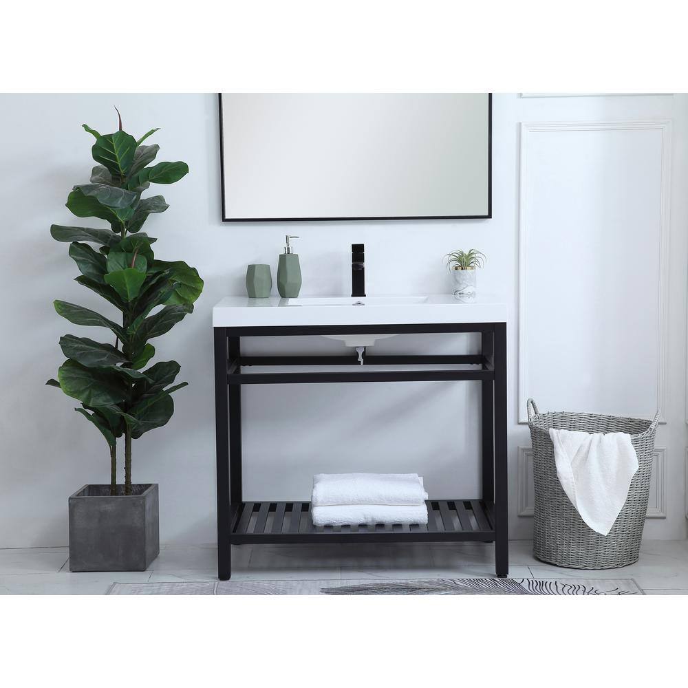 Timeless Home 36 in. W x 22 in. D x 34 in. H Single Bathroom Vanity in Black with White Resin Top and White Basin TH28036Black