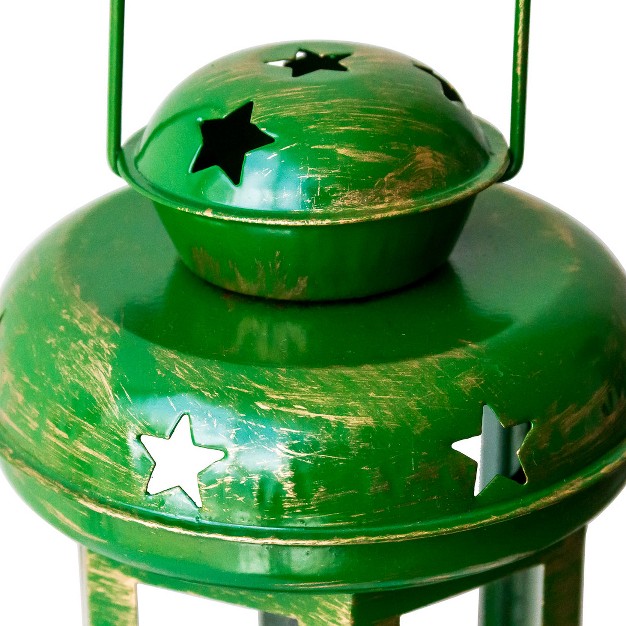 Lexi Home Candle Holder Lantern Hanging Star Style In Green