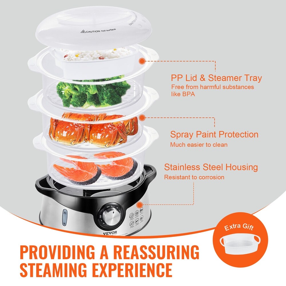 VEVOR Electric Food Streamer with Auto Shut Off   Boil Dry Protection