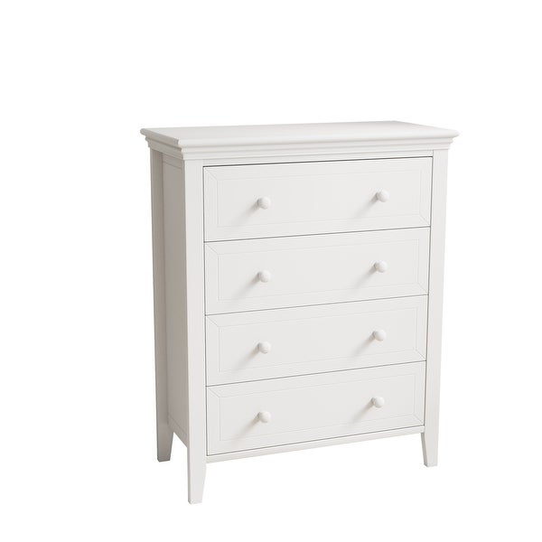 Traditional Concise Style White Solid Wood Four-Drawer