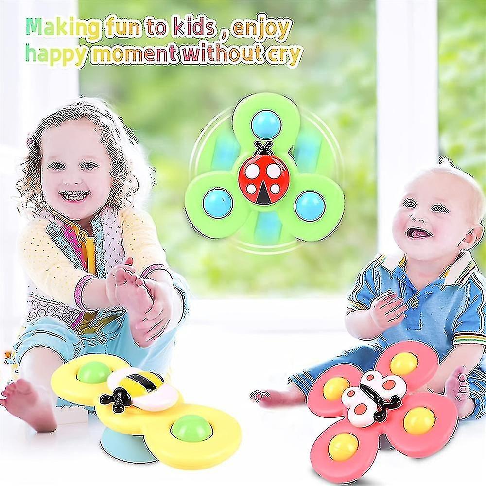 3 Pcs/set Baby Bath Spinning Toys - Insect Spinning Suction Cup Spinning Top Dimple Fidget Toys Todd