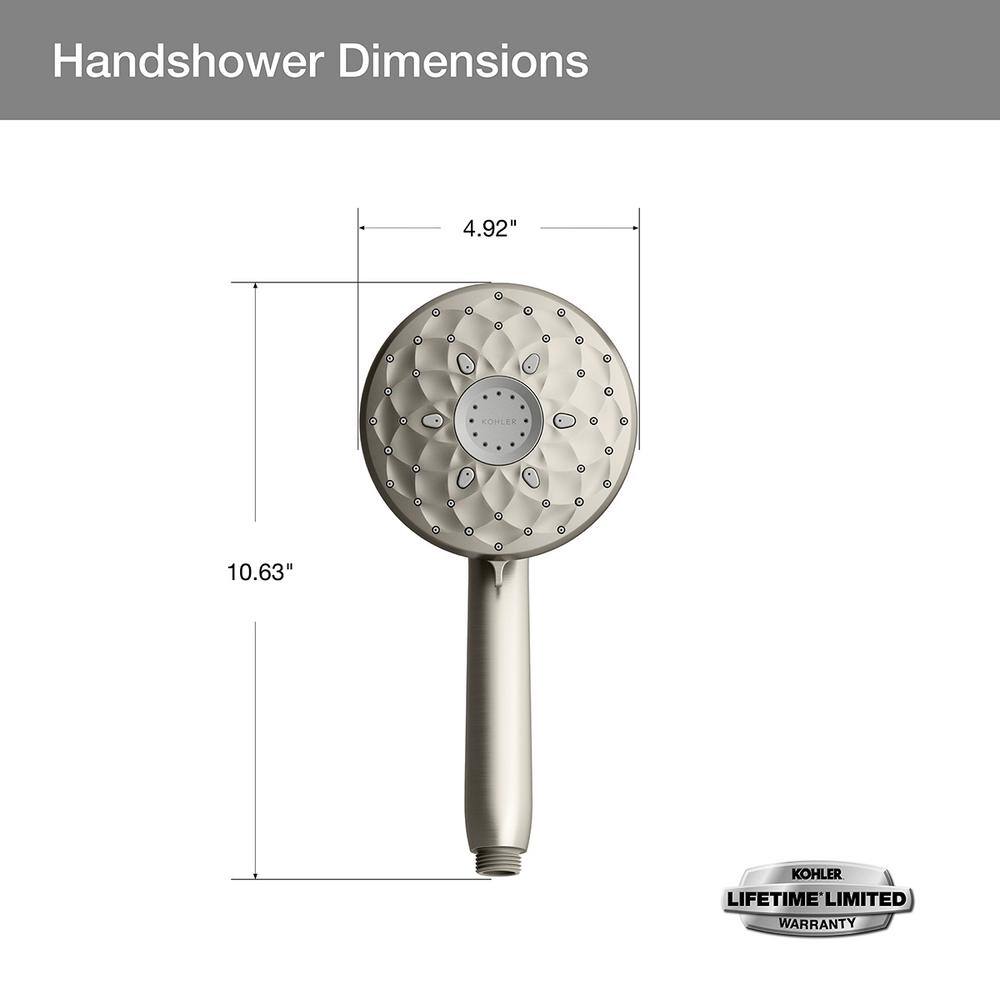 KOHLER Rosewood 6-Spray Patterns 4.9375 in. Wall Mount Handheld Shower Head in Vibrant Brushed Nickel K-REC27215-G-BN