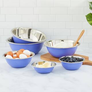 JoyJolt JoyFul 6-Piece Stainless Steel Purple Mixing Bowl Set JW10526