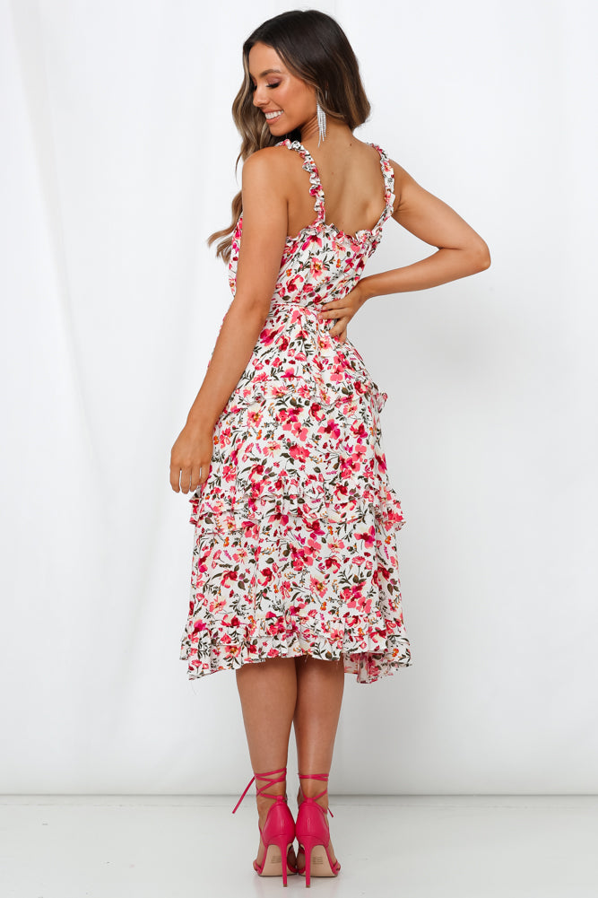 La Isla Bonita Midi Dress Fuchsia