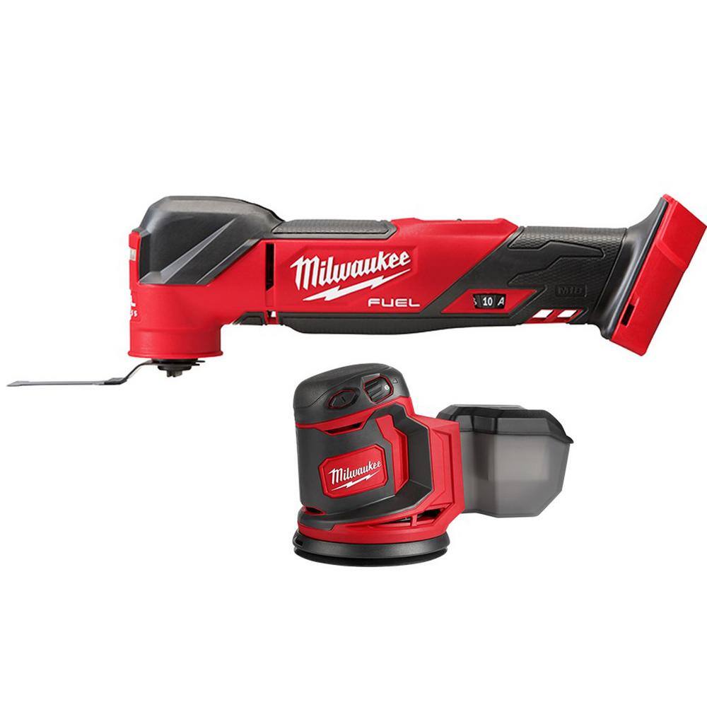 MW M18 FUEL 18-Volt Lithium-Ion Cordless Brushless Oscillating Multi-Tool with M18 5 in. Random Orbit Sander 2836-20-2648-20