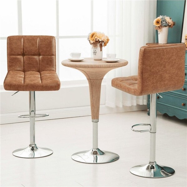 2pcs Faux Leather Modern Adjustable Swivel Counter Bar Stools， White