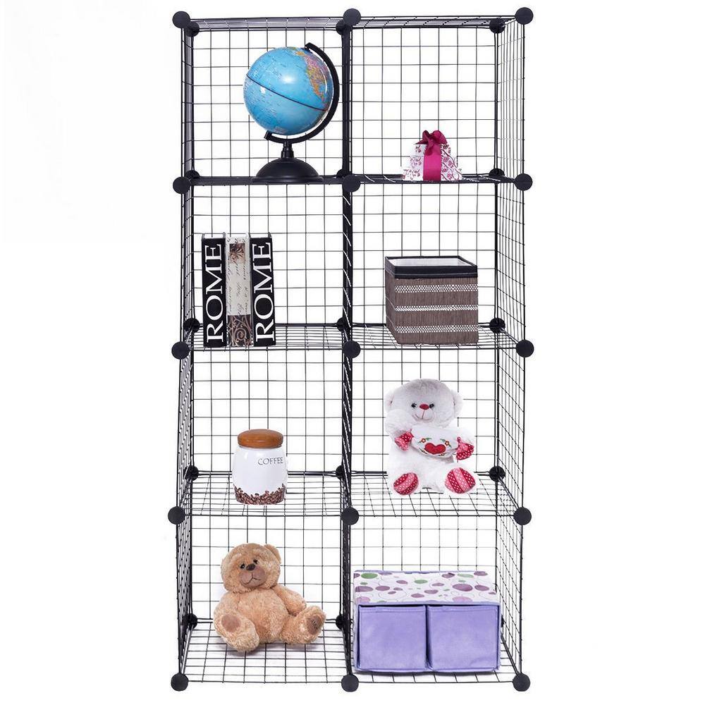 Boyel Living 14 in. W x 14 in. H x 14 in. D Black DIY 8 Cube Grid Wire Cube Shelves Shelving Unit HYSN-56102