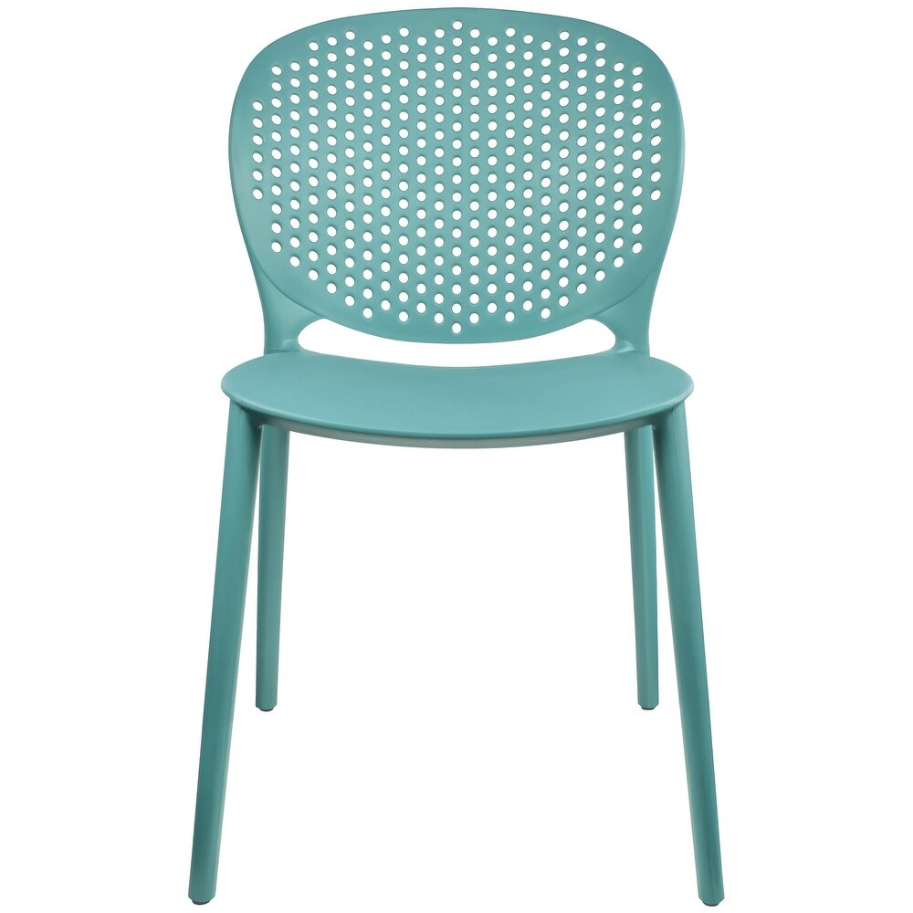 Modern Plastic Garden Patio Indoor or Outdoor Dining Stackable Chair UV Protected Armless With Dot Back Surf