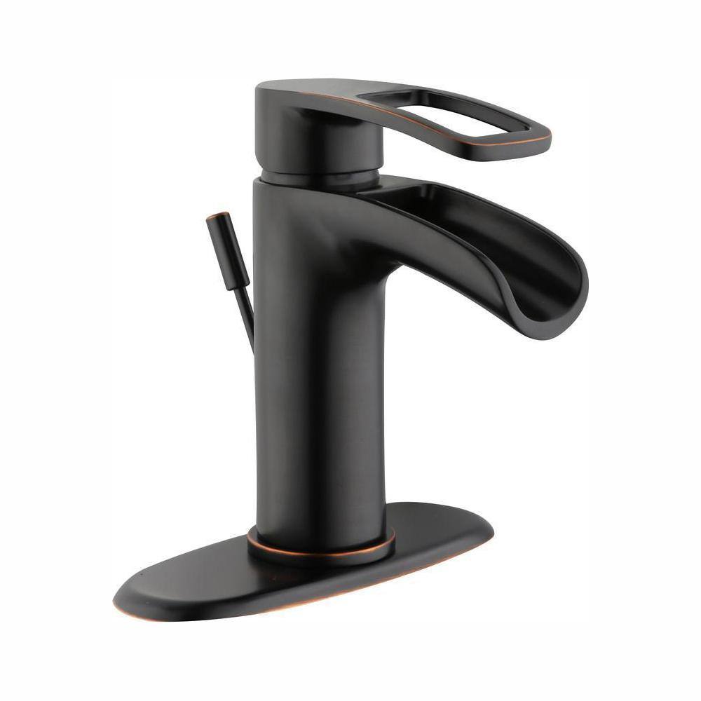 Glacier Bay Kiso Single-Handle Single Hole Low-Arc Bathroom Faucet in Bronze HD67733W-6027D