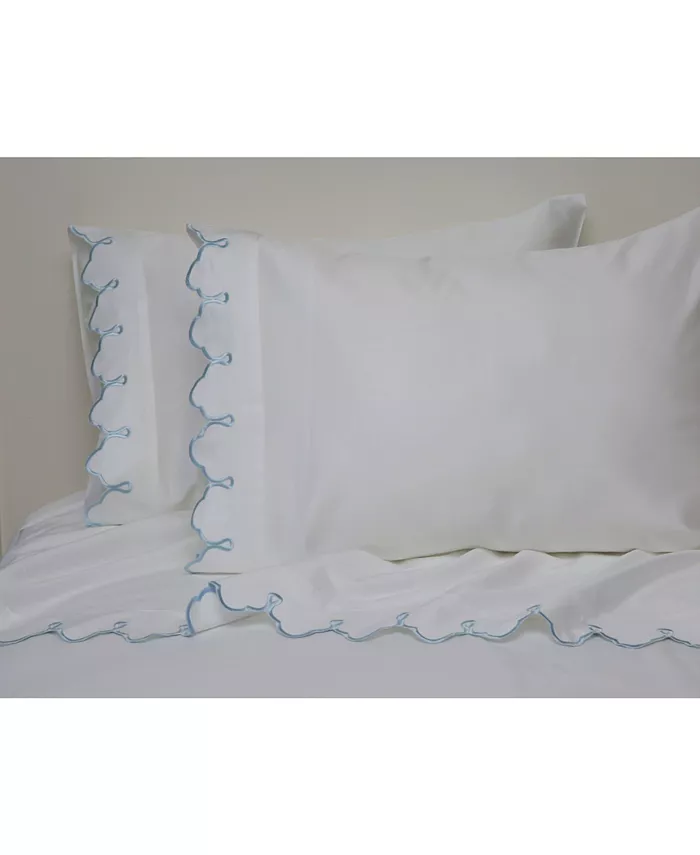 Belle Epoque 300 TC Scalloped Embroidered Sheet Set， Twin