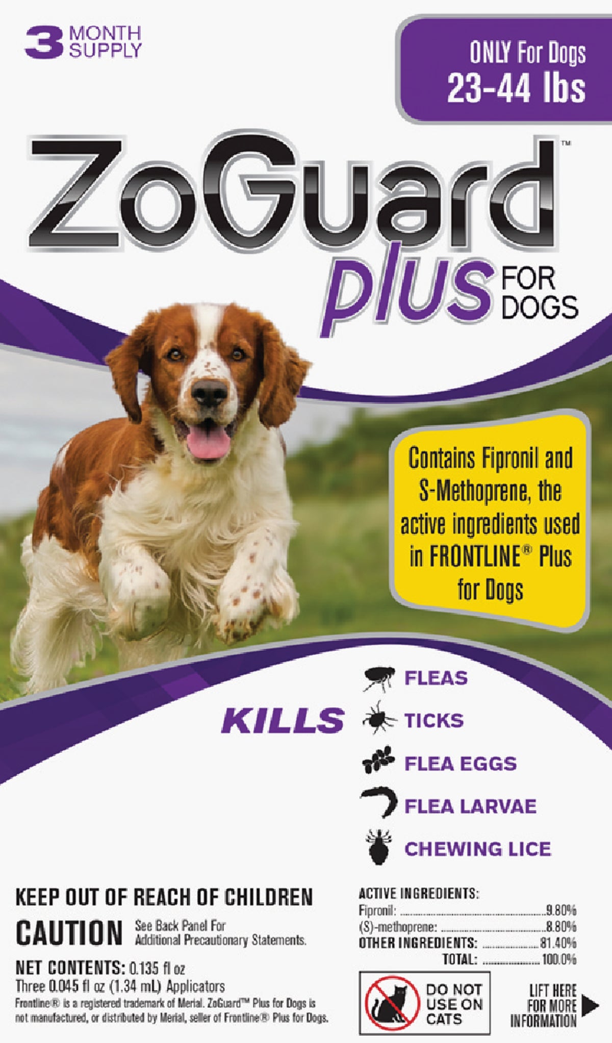 ZoGuard Plus For Dogs Fleaamp Tick Treatment (3) 0.045 Oz. Tubes