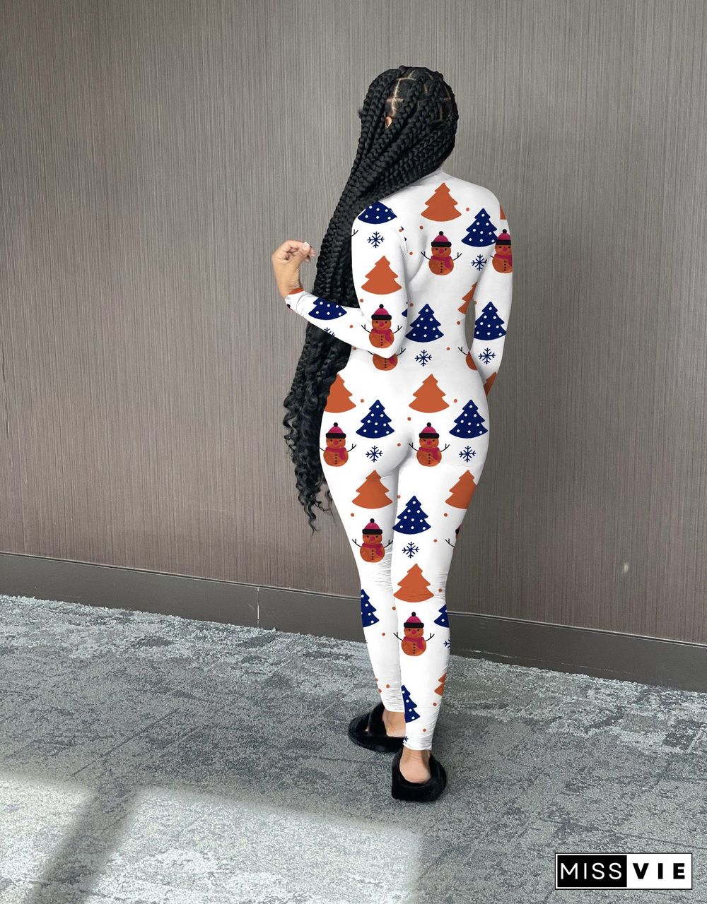 Christmas Snowman Print Jumpsuit