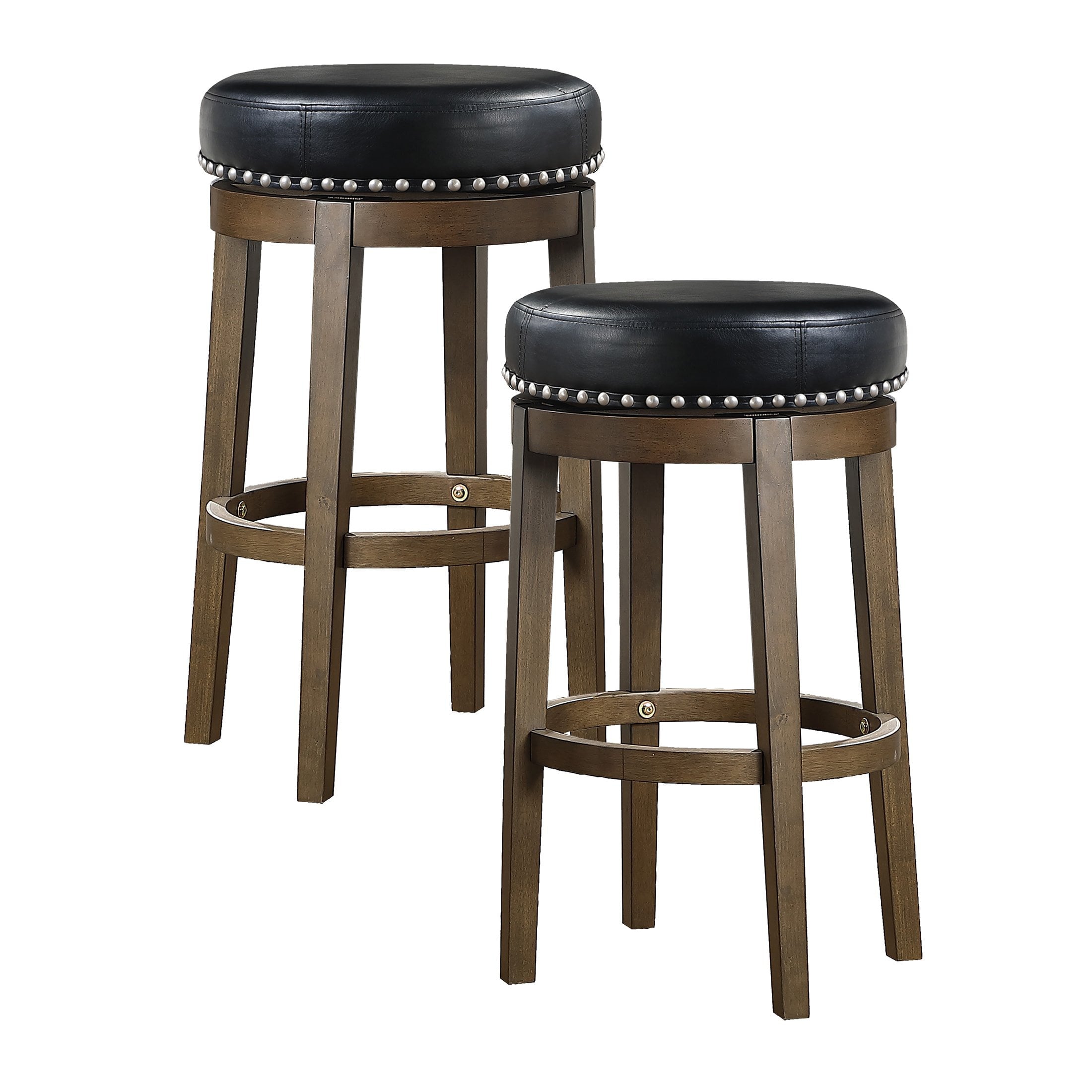 OakvillePark Muny Round Swivel Pub Height Barstool (Set of 2)， Black