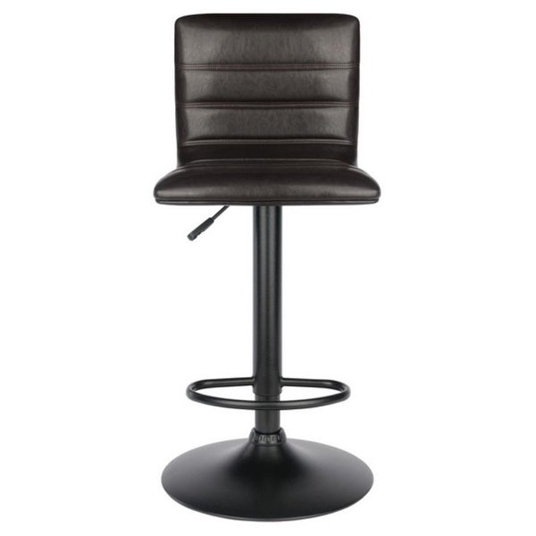 Holly Adjustable Swivel Stool， Black and Espresso - Espresso / Black - 15.75