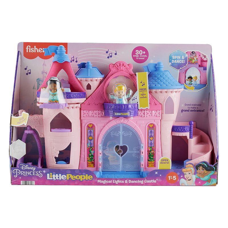 Disney Princess Magical Lights and Dancing Castle Play 4-piece Set by Fisher-Price Little People