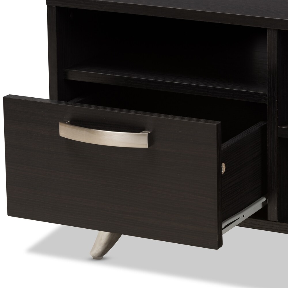 Contemporary Dark Brown Finished Wood TV Stand by Baxton Studio