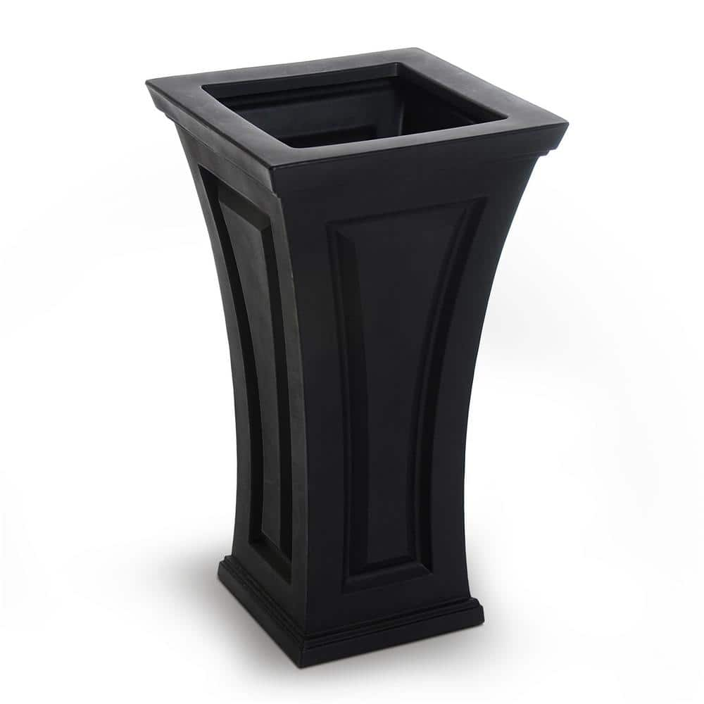 Mayne Cambridge 28 in. Tall Self-Watering Black Polyethylene Planter 4834-B