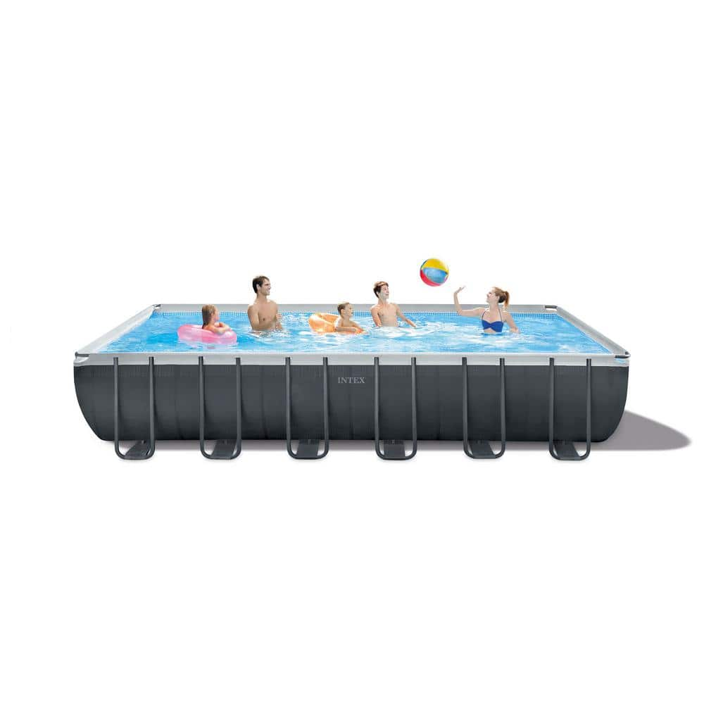 Intex 24 ft. x 12 ft. x 52 in. Rectangular Ultra XTR Frame Swimming Pool with Sand Filter 26363EH