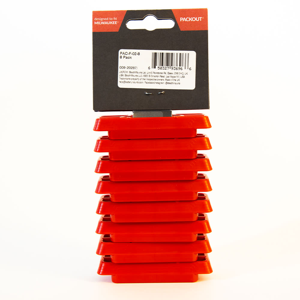 StealthMounts Battery Mount Milwaukee PACKOUT Feet Red 8pk