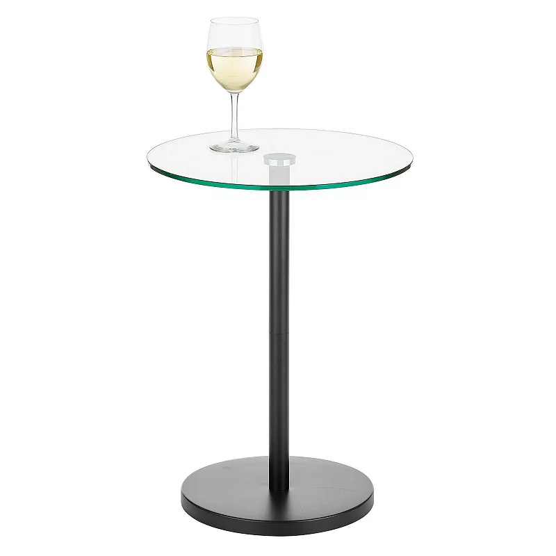 mDesign Metal/Glass Top Round Accent Side/End Drink Table