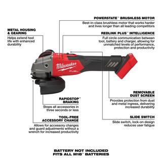 MW M18 FUEL 18-Volt Lithium-Ion Brushless Cordless 4-12 in.5 in. Grinder wVariable Speed with 8.0 Ah Battery  Charger 2889-20-48-59-1880