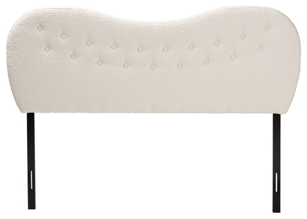 Baxton Studio Brantley Modern Cream Boucle Fabric Queen Size Headboard   Transitional   Headboards   by Homesquare  Houzz