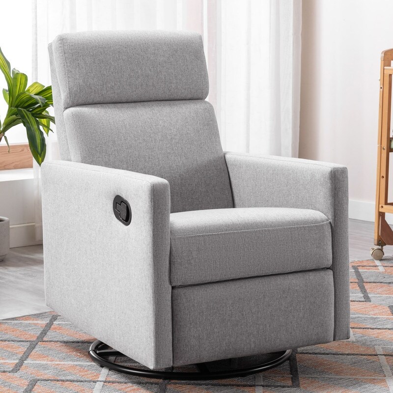 Linen Rocker Plush Seating Glider Swivel Recliner Chair