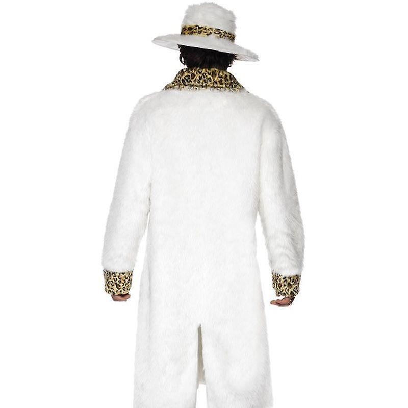 Pimp costume white and leopard skin adult gold 38135m