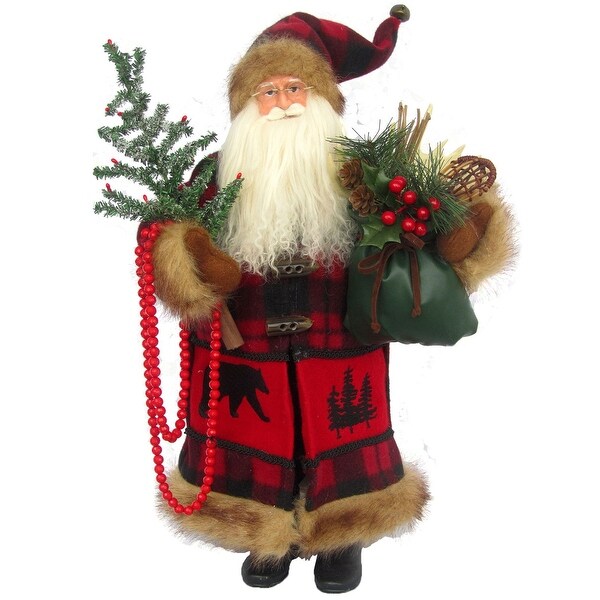 18 Standing Buffalo Plaid Santa Christmas Figure sack Christmas Tree