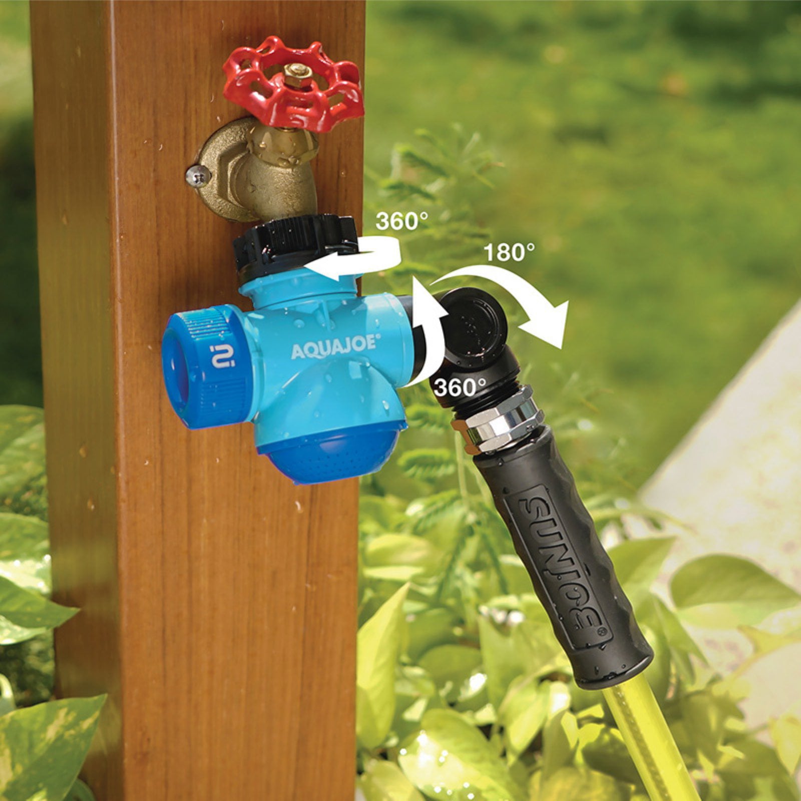 Aqua Joe Multi-Function Outdoor Faucet and Garden Hose Tap Connector