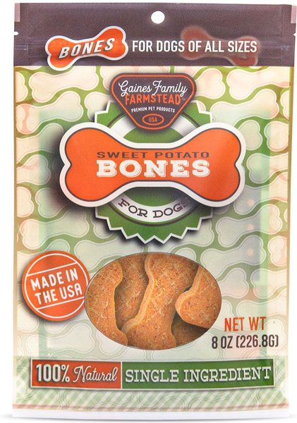 Gaines Family Farmstead Sweet Potato Bones Grain-Free Dog Treats， 8-oz bag