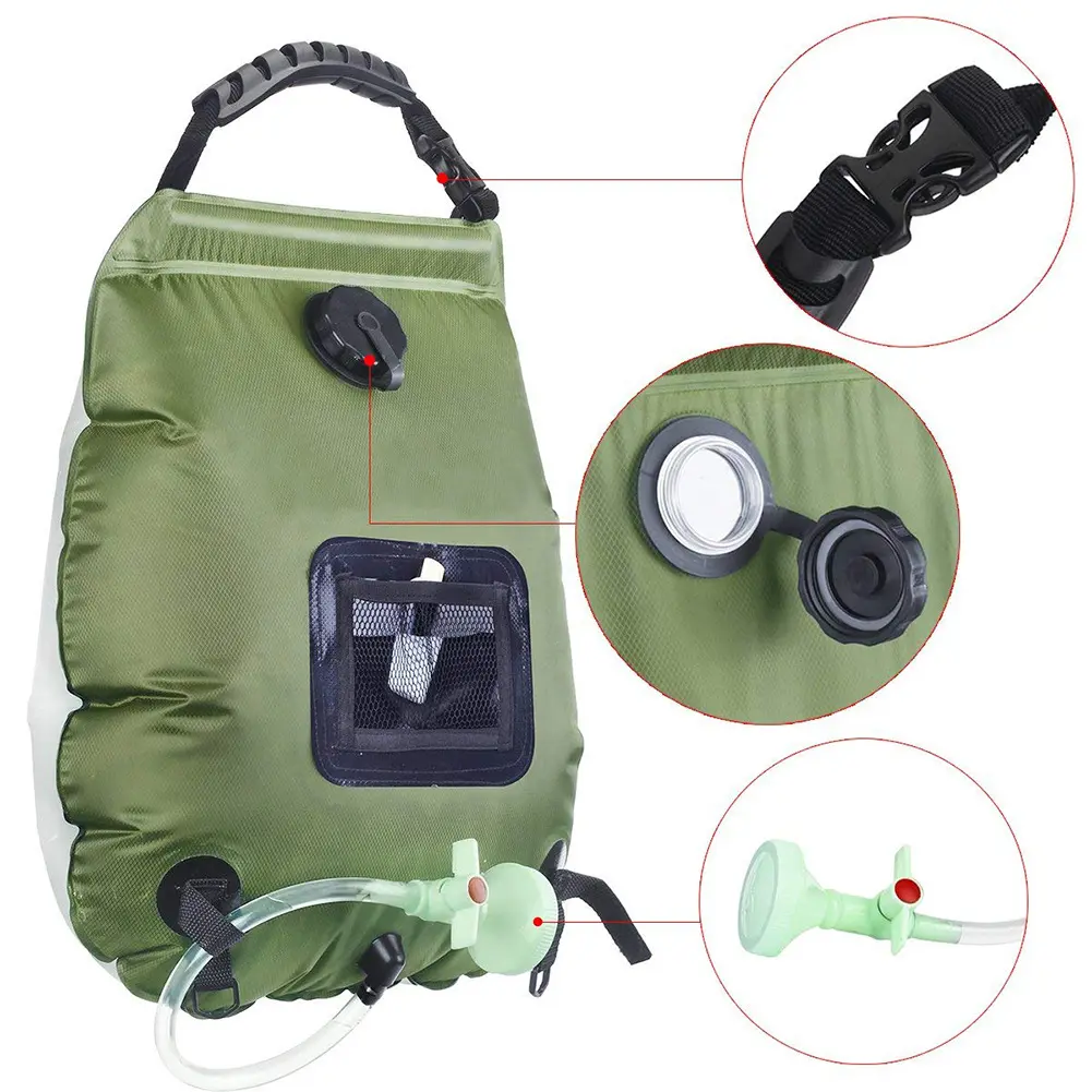 Green Camping Hiking Gear portable 20L EVA Camping Solar Shower Bag